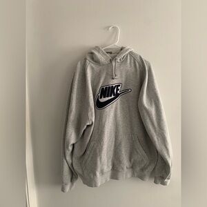 Vintage Nike Grey Hoodie with Nike Patchwork XXL Y2K Oversized